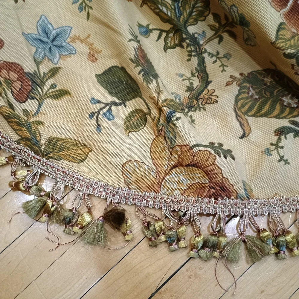 6 Pc Waverly Camelot Garden Room Floral Gold Waterfall Curtains & Canopy Valance